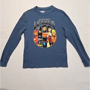 Justice League Shirt Superheroes Blue Waffle Knit Long Sleeve Mens Medium Tee